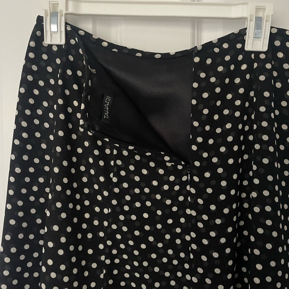 Tahari | Black & White Polk-a-Dot Skirt | Knee Length | Chiffon Material - Picture 4 of 5